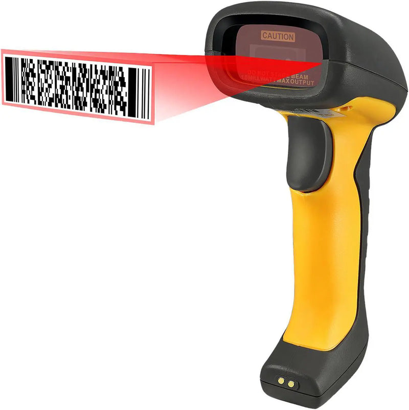 Adesso - Barcode Scanner IP67 Waterproof Antimicrobial 2D QR 1D Barcodes with Charging Cradle Drop Protection - Black & Yellow