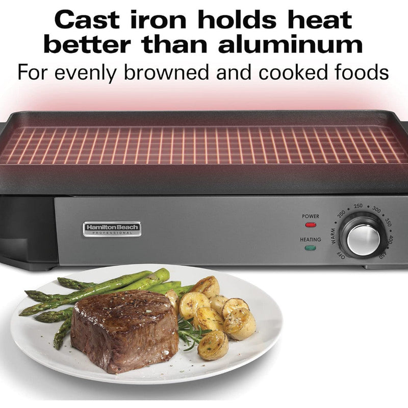 Hamilton Beach Professional 38560 Cast Iron Grill & Griddle — Refurbished