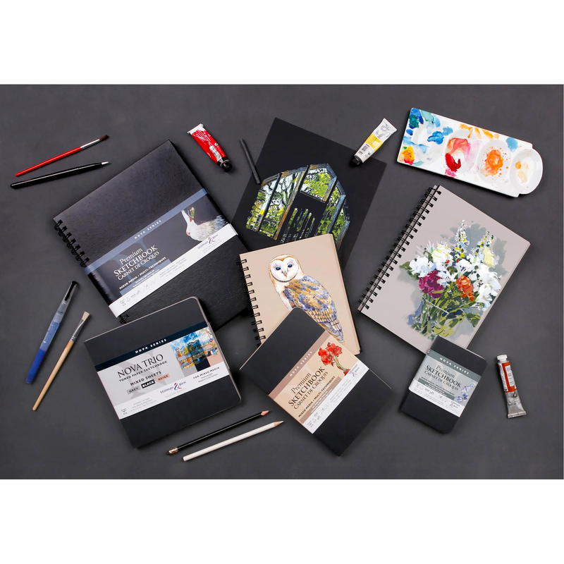 Softcover notebooks NovaTrio: Square 150G assortment (black/beige/grey) 46 Sheets (7.5 x 7.5 in)