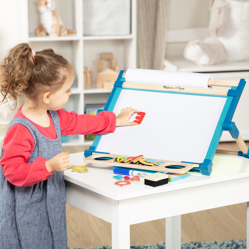 Melissa & Doug - Double-Sided Magnetic Tabletop Easel - in use during play