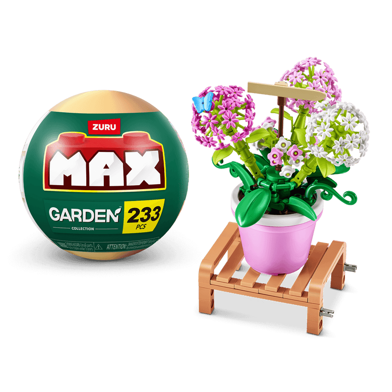 MAX BUILD Premium Garden Pot Plants Series 1 – Hydrangea Macrophylla example with capsule; one random set included