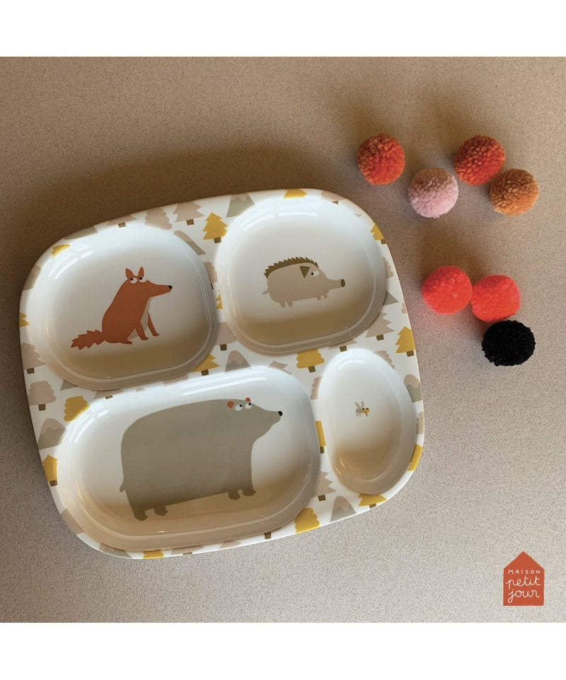 Maison Petit Jour Aventure 4-Compartment Feeding Plate – four-compartment plate with coordinating spoon