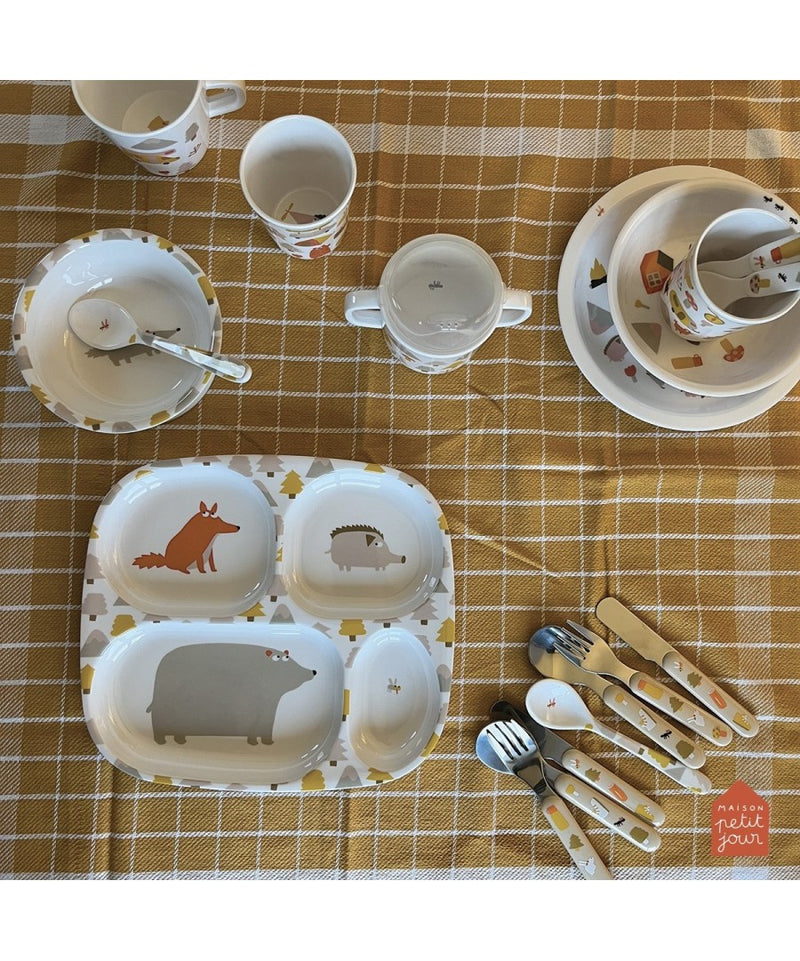 Maison Petit Jour Aventure 4-Compartment Feeding Plate – four-compartment plate on a table