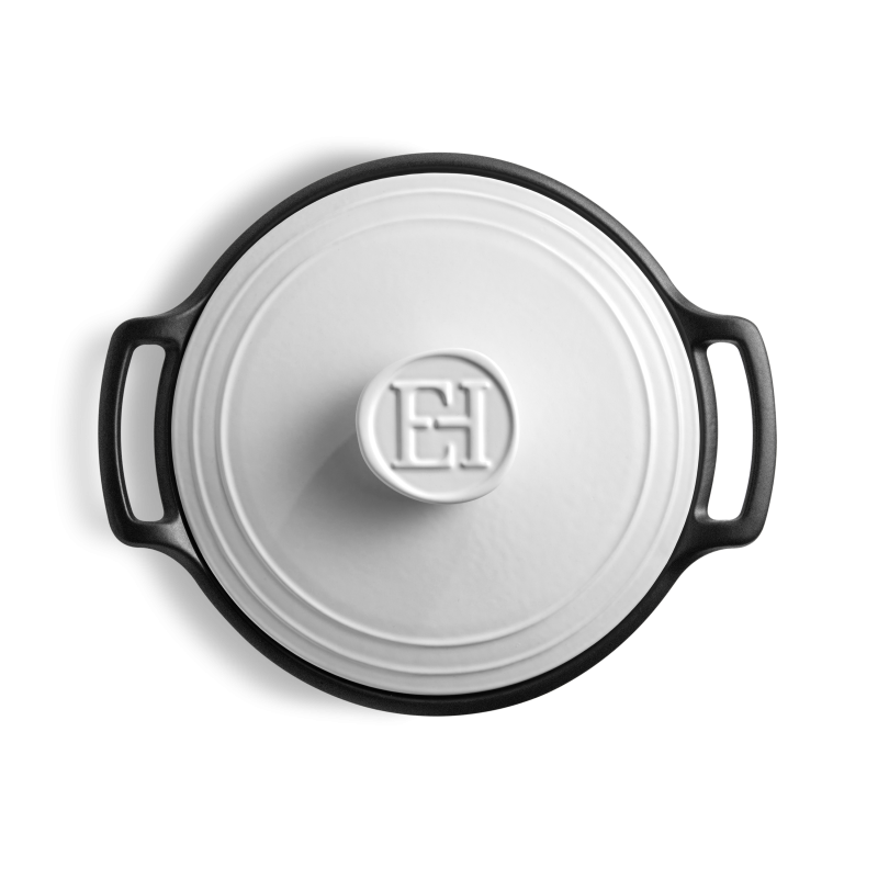 EMILE HENRY - Sublime+, Round Casserole, 4L/4.2qt, 34x28.5x16.5cm,Ardoise et Blanc / Ardoise