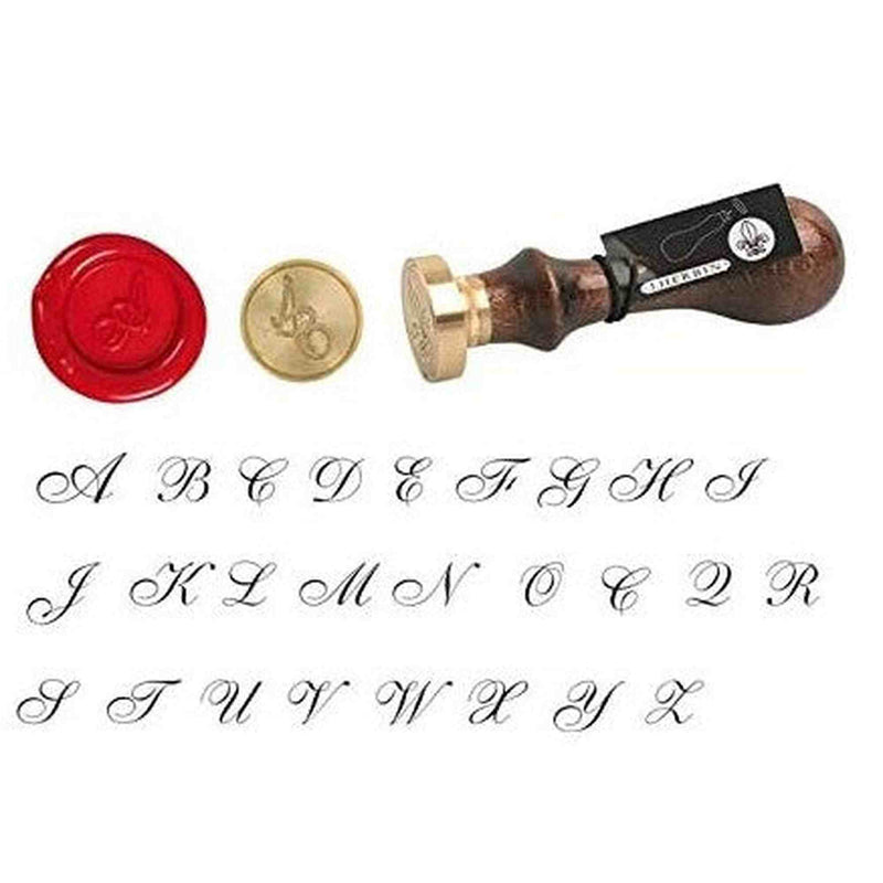 Brass round plate Ø24 mm Script-style alphabet A to Z