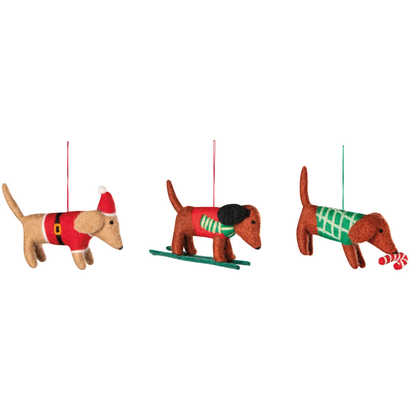 Dashing Dachshunds Felt Christmas Tree Ornament — possible assortment styles; one random ornament included