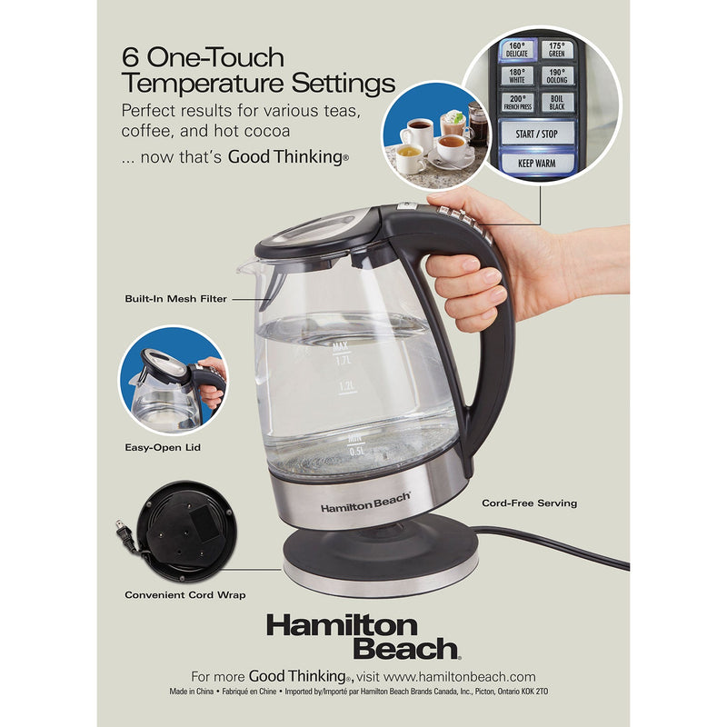 Hamilton Beach 40941C Variable Temperature Glass Kettle