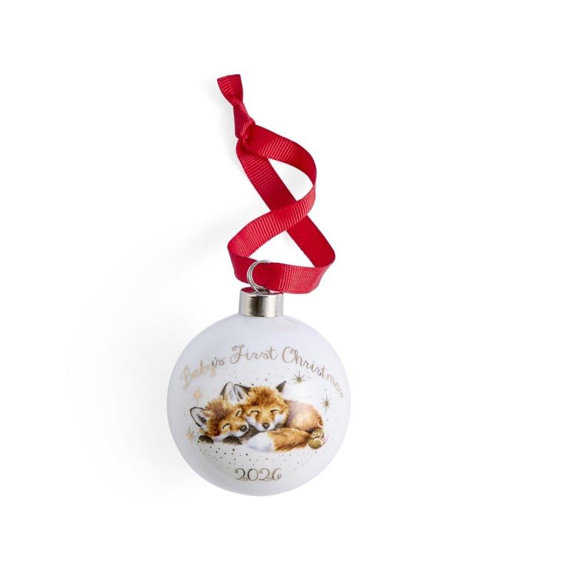Royal Worcester Wrendale Baby's First Christmas 2026 fox bauble