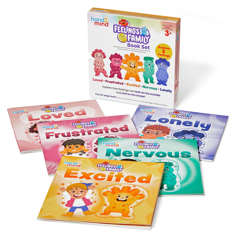 hand2mind Feelings Family Book Set - Loved, Excited, Nervous, Lonely & Frustrated