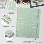 ACADEMIC AGENDA 2026-2027- LARGE 1W/2P- SAGE GREEN