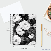 ACADEMIC AGENDA 2026-2027- MEDIUM 1W/2P- BLACK AND WHITE FLOWERS