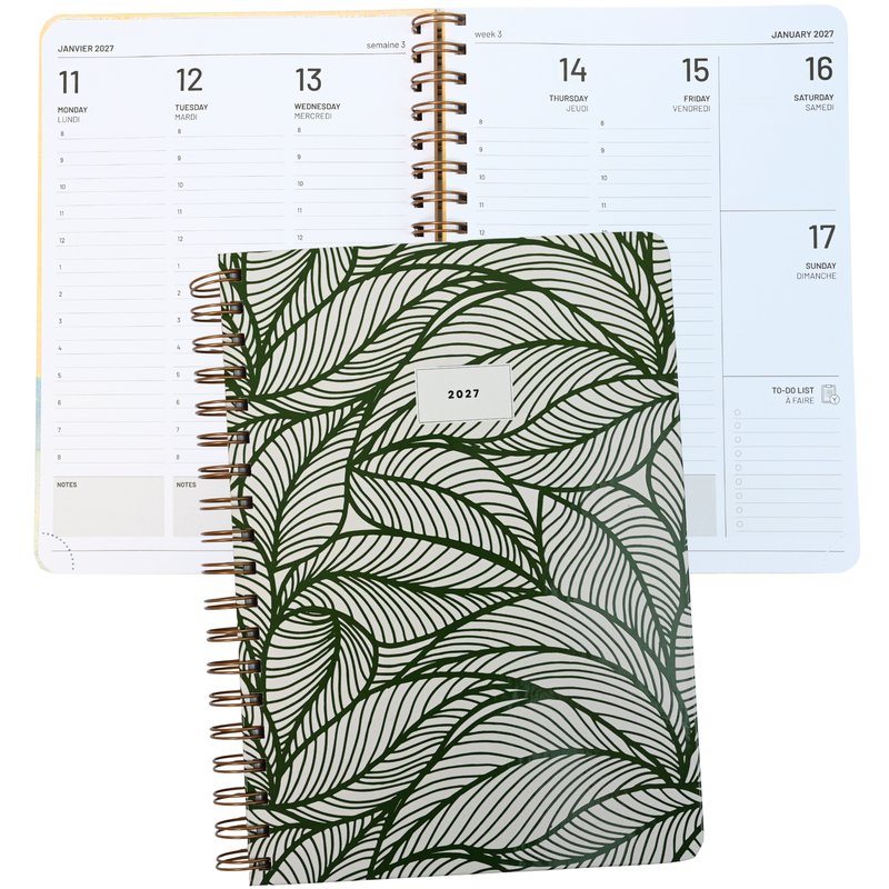 Pierre Belvedere - Annual Agenda 2027- Medium- 1 W/2P- Green Leaves