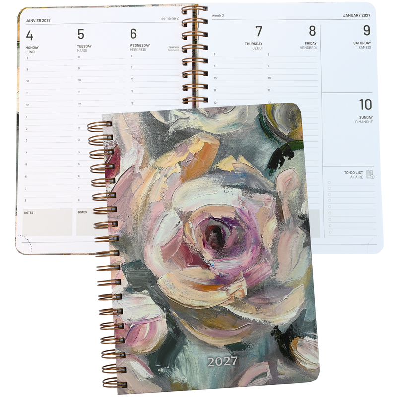 Pierre Belvedere - Annual Agenda 2027- Medium- 1 W/2P- Canvas in Bloom