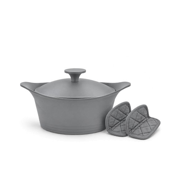 Cookut - The Incredible Cocotte 24 cm (Serves 2-8) Pearl Grey, Includes Knob and Handles