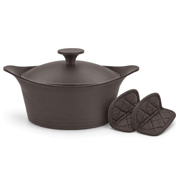 Cookut - The Incredible Cocotte 33 cm (Serves 8-14) Mocha, Includes Knob and Handles