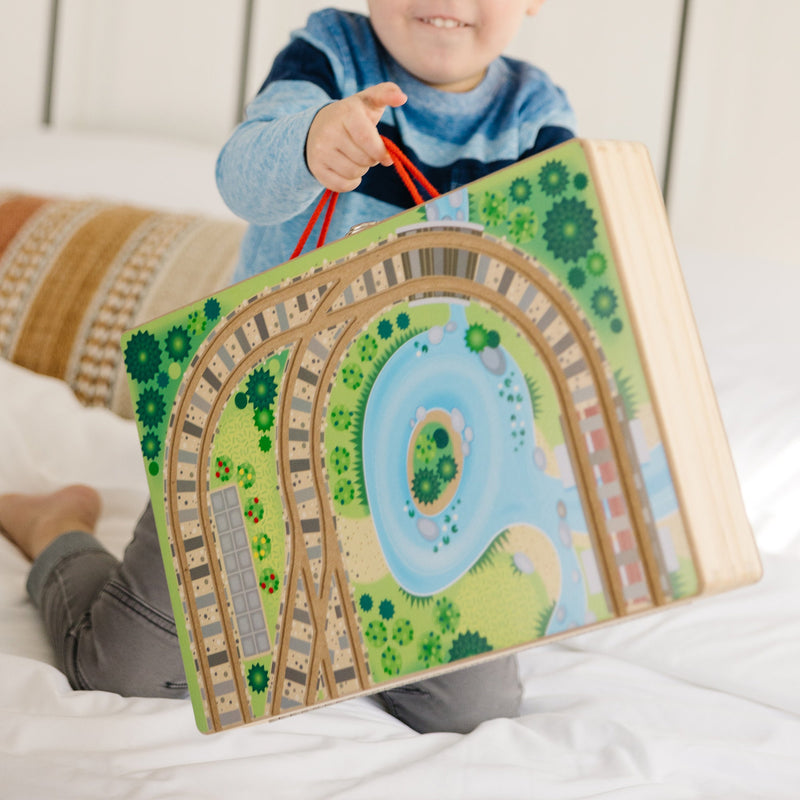 Melissa & Doug - Take-Along Railroad - folded railway carrying case