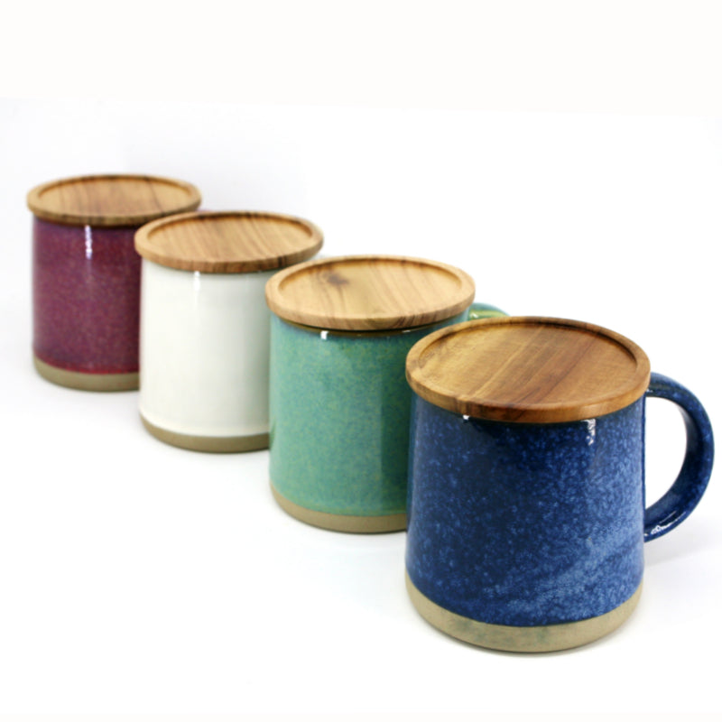 BIA - Reactive Mug with Lid Ceramic Stoneware Coffee and Tea Mug Dishwasher Safe