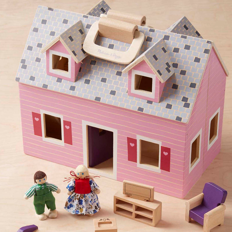 Melissa & Doug - Fold & Go Dollhouse - dollhouse exterior and figures