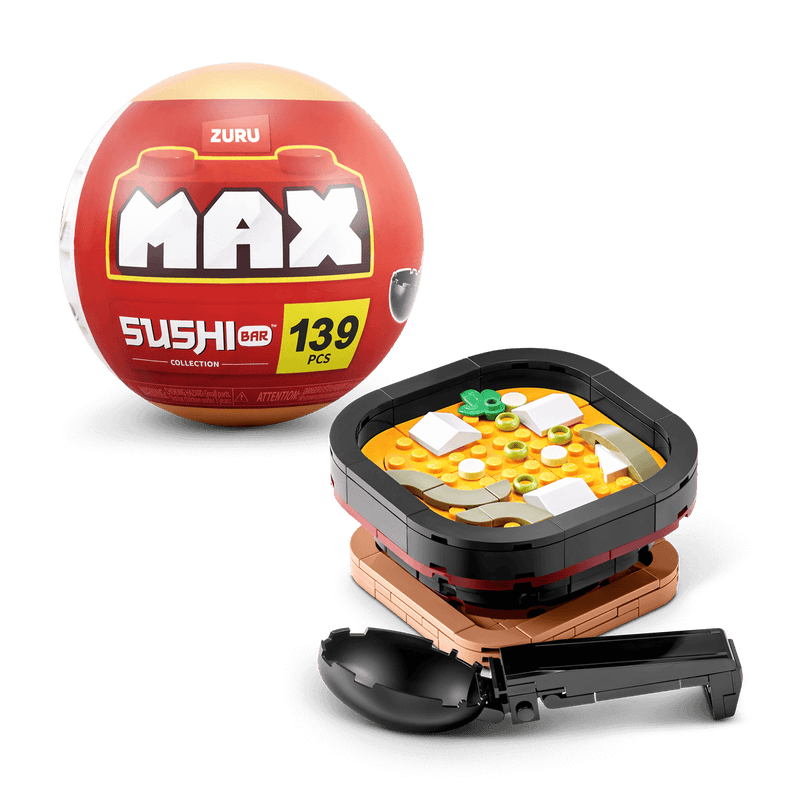 MAX BUILD Premium Sushi Bar – Miso Soup example with capsule; one random set included