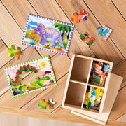 Melissa & Doug - 12-Piece Wooden Puzzles - Dinosaurs (Set of 4) - in use during play
