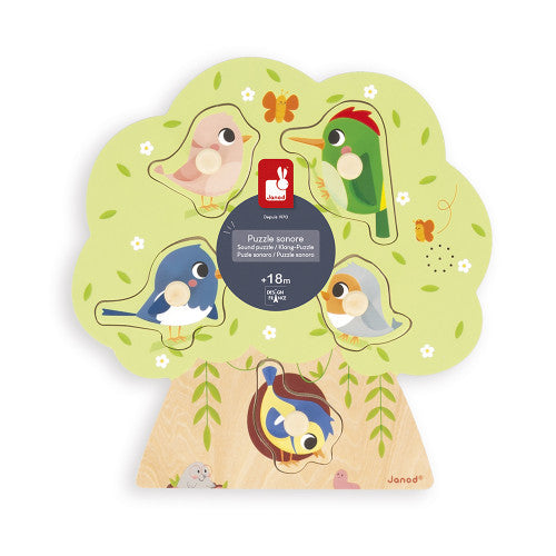 Janod - Puzzle- Birds Peg Sound Puzzle