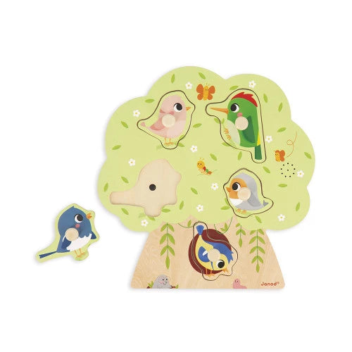 Janod - Puzzle- Birds Peg Sound Puzzle