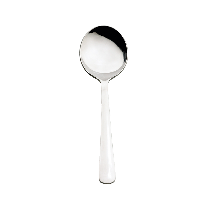 Browne - WIN2 Round Soup Spoon - 18/0 Stainless Steel - Mirror Finish | 7.3 in / 18.4 cm