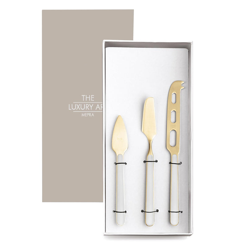 Mepra – Fantasia China Ice Gold – 3-Piece Cheese Knife Set