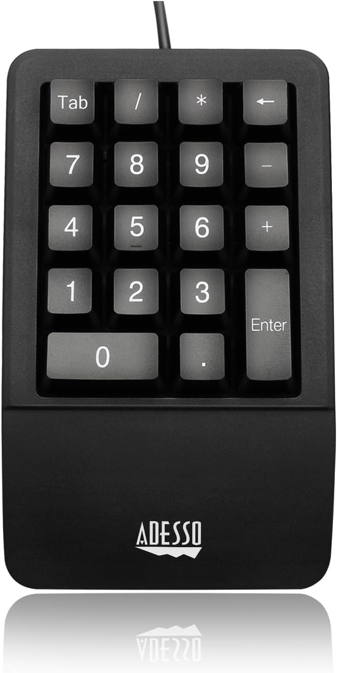 Adesso - Keypad Wired Antimicrobial Waterproof Ergonomic - Black