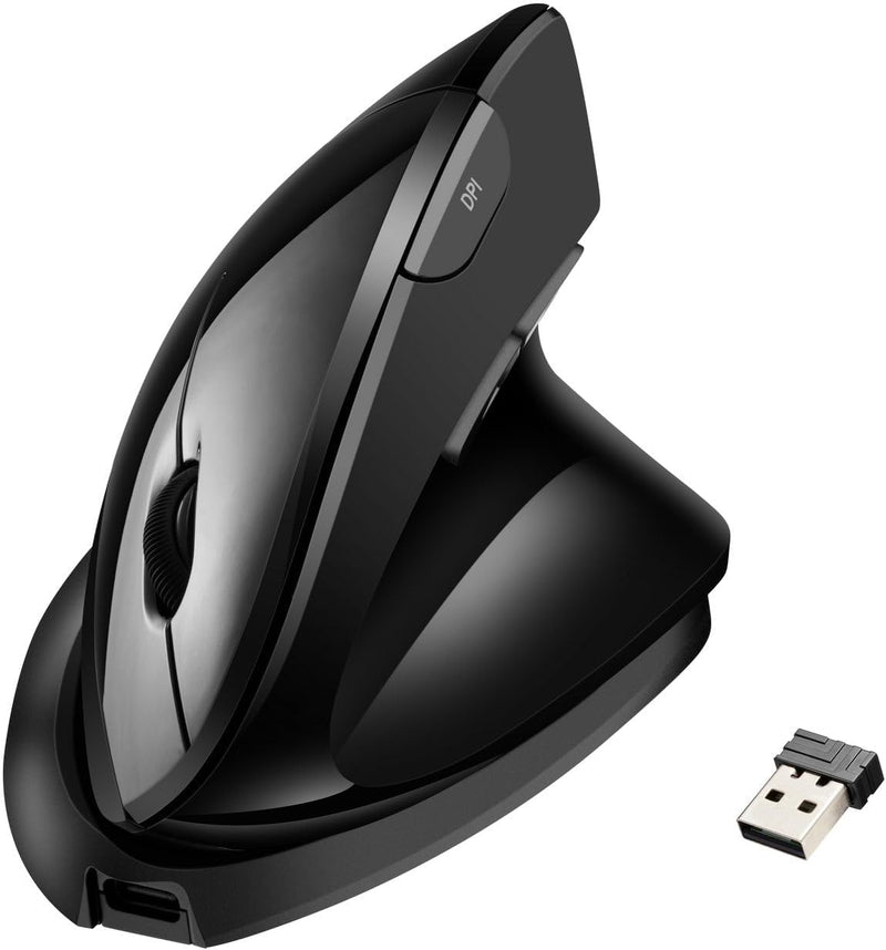 Adesso - Wireless Vertical Ergonomic Optical Mouse 2400 dpi PC/Mac/Android/Chrome – Black