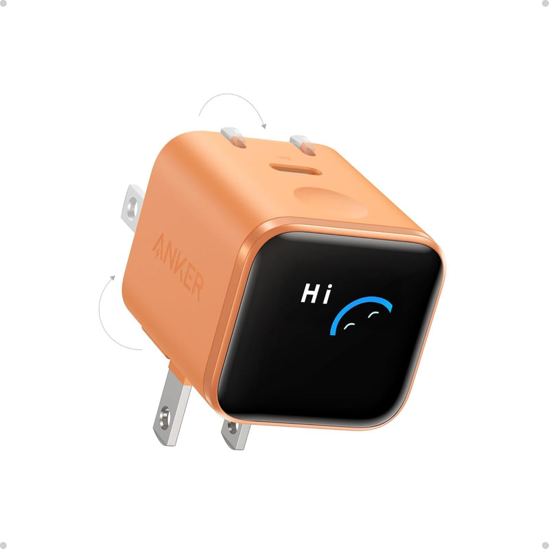 Anker - Nano (A121D) - 45W USB-C Wall Charger with Smart Display - Orange