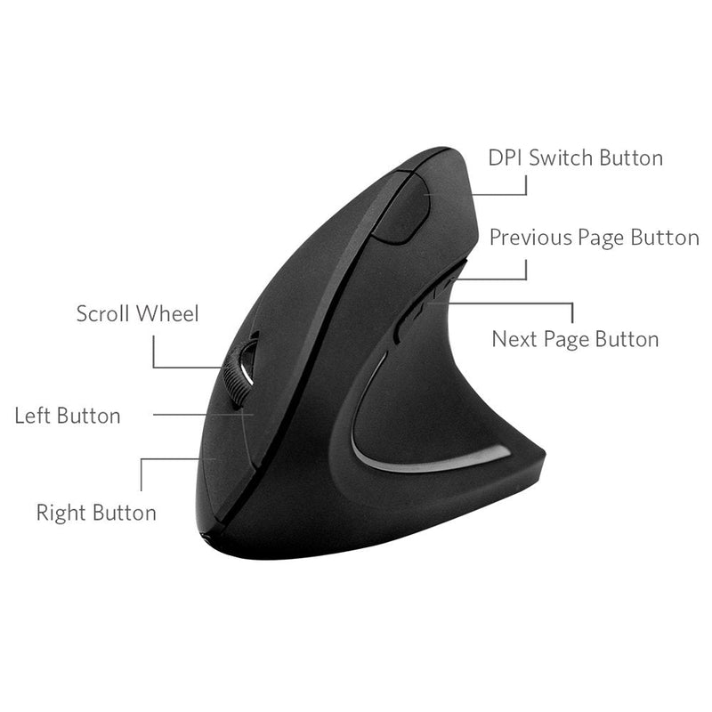 Anker - A7852 - 2.4 GHz Wireless Vertical Mouse - Black
