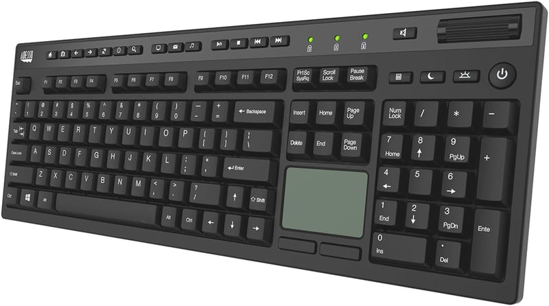 Adesso - Keyboard Wired EasyTouch CoPilot AI Hotkey Multi OS USB with Touchpad - Black