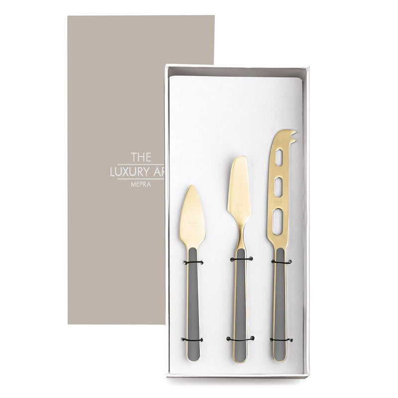 Mepra – Fantasia Vicuna Ice Gold – 3-Piece Cheese Knife Set