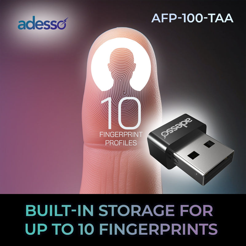 Adesso - FP-100 Desktop Finger Print Reader (USB A Dongle)