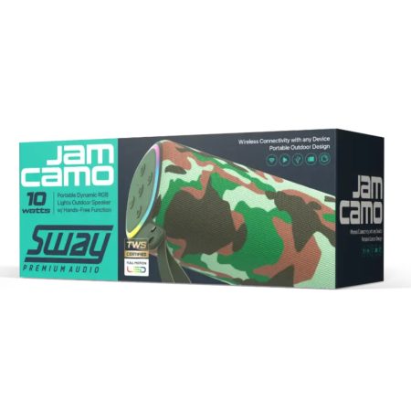 Adesso - Sway Jam Camo Outdoor Wireless Speaker 10W IPX5 Portable Dynamic RBG Lights with Hands - Free Function
