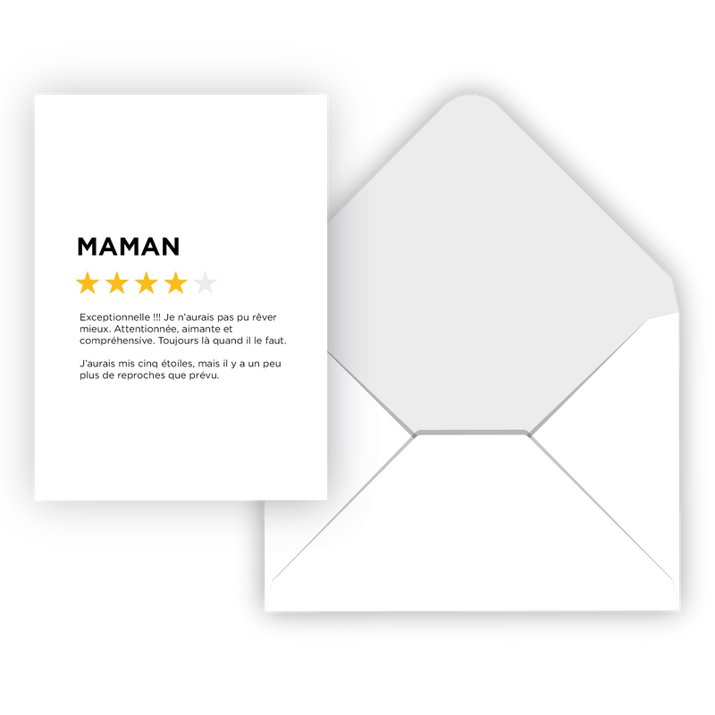 CARTE DE SOUHAIT IND./ AVIS 4 ÉTOILES MAMAN