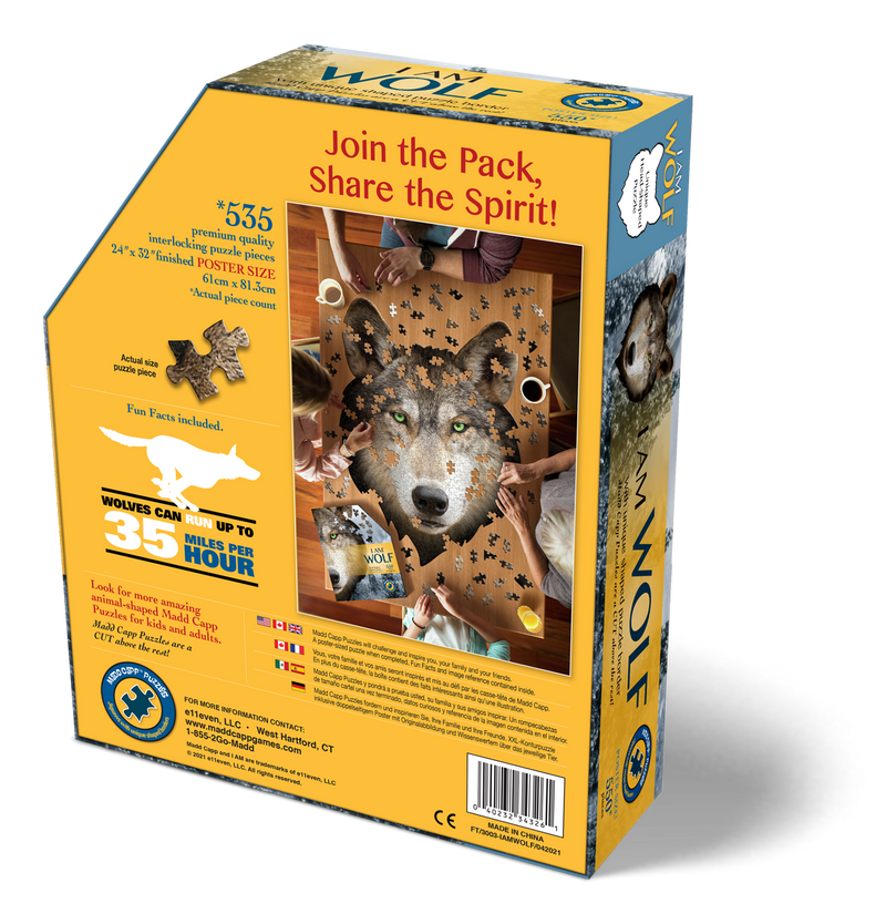 Madd Capp Puzzles – I Am Wolf Jigsaw Puzzle | 535 Pieces – back of packaging