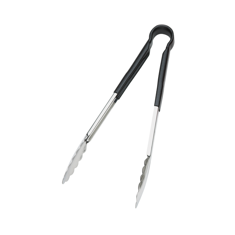 Browne - Tongs - One-Piece - Coloured Handle - PVC Coating - Black - Stainless Steel | 12 in / 30.5 cm - Default Title