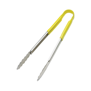 Browne - Tongs, One-Piece, Coloured Handle, SS PVC Coating | 12 in / 30.5 cm - Yellow