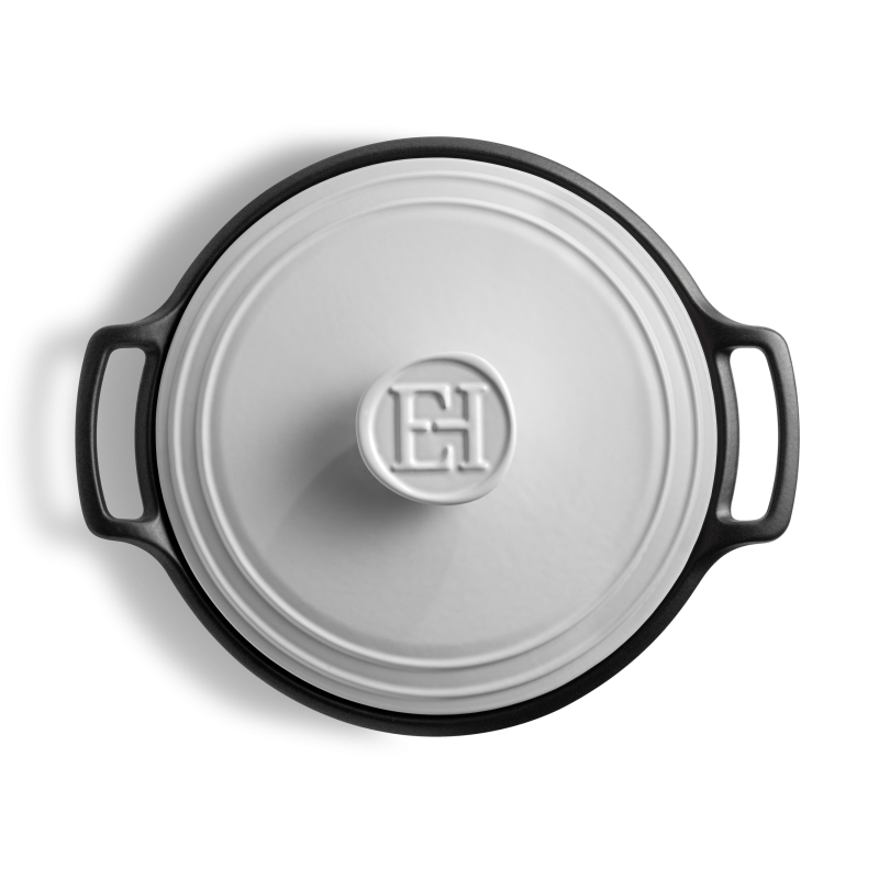 Emile Henry Sublime+ Round Casserole 5.5L Ardoise et Blanc