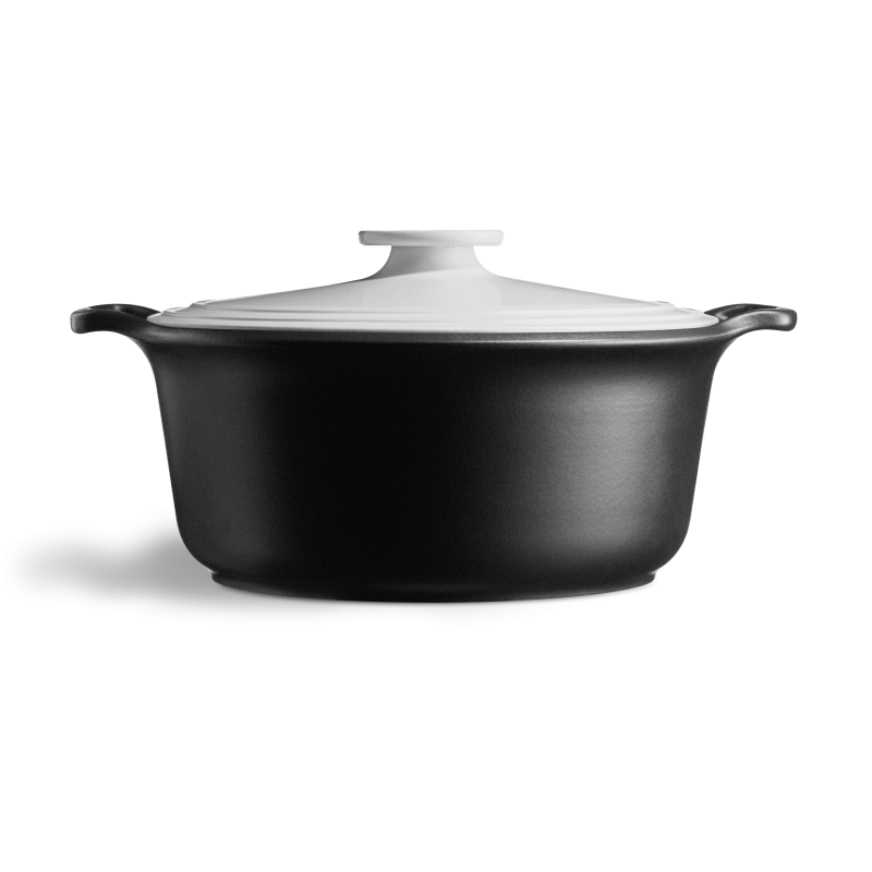 Emile Henry Sublime+ Round Casserole 5.5L Ardoise et Blanc