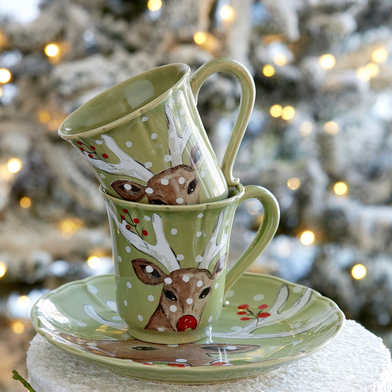Deer Friends - Green Mug - Set of 6