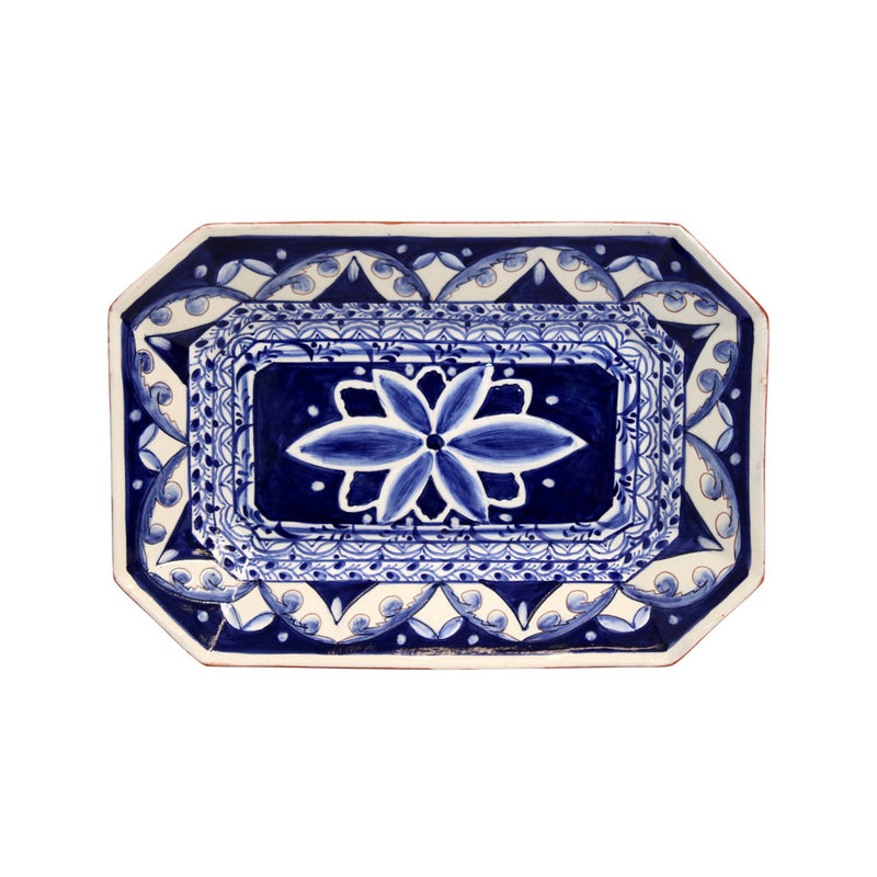 Alentejo Terracotta - Blue-white Oct. Platter | 13" / 34 cm