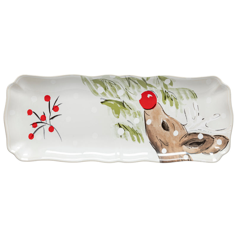 Deer Friends - White Rect. Platter | 44cm / 14"