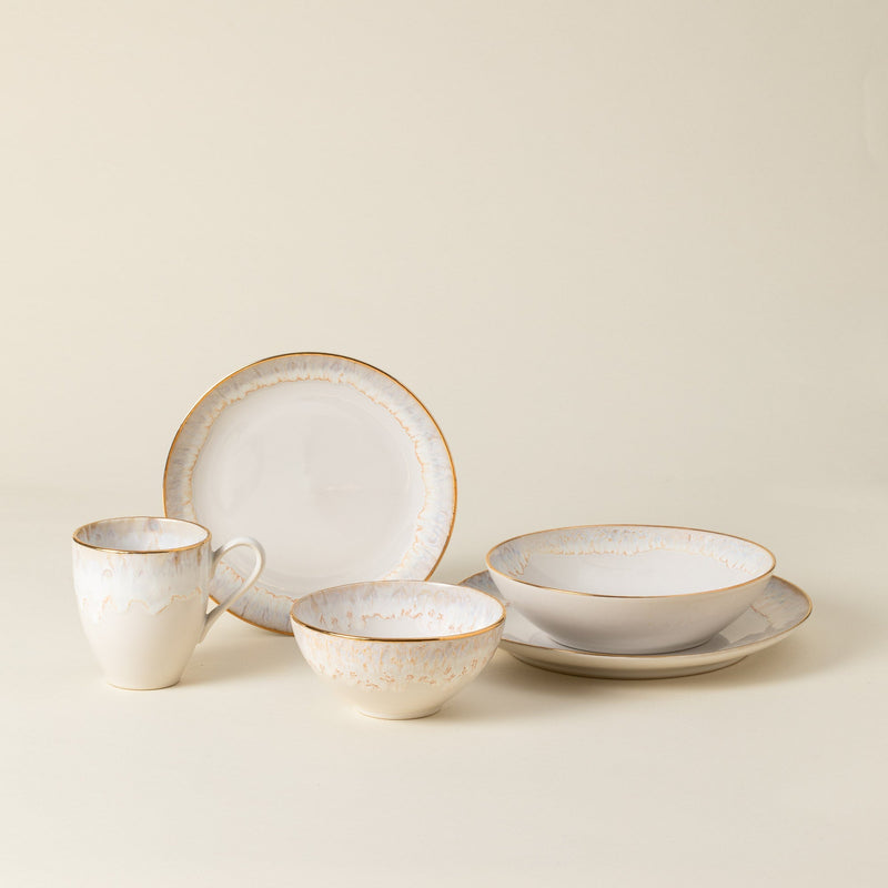 Taormina - White-gold 5-piece Dinnerware Set - White & Gold
