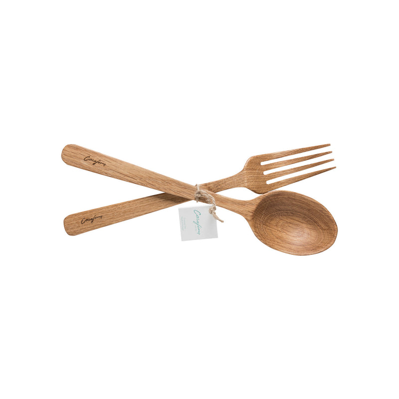 Wood Collection - Oak Wood Oak Wood Spoon and Fork Set