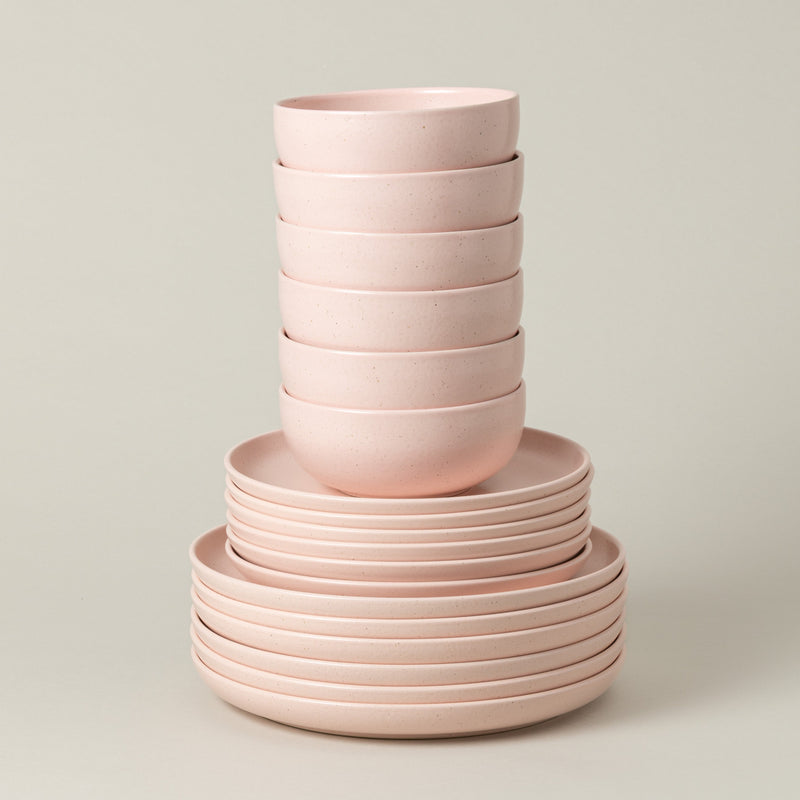 Pacifica - Marshmallow Pink 18-piece Dinnerware Set with Bowl