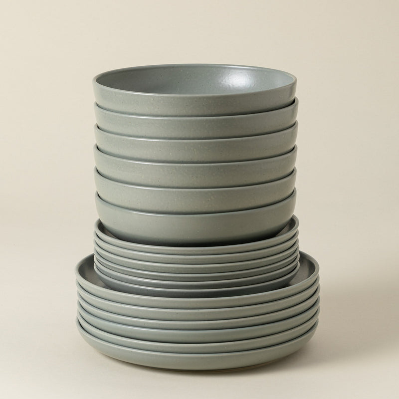 Pacifica - Artichoke Green 18-piece Dinnerware Set with Soup/pasta Plate