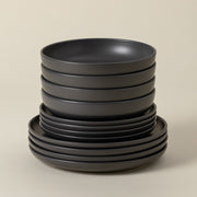 Pacifica - Seed Grey 12-piece Dinnerware Set with Soup/pasta Bowl